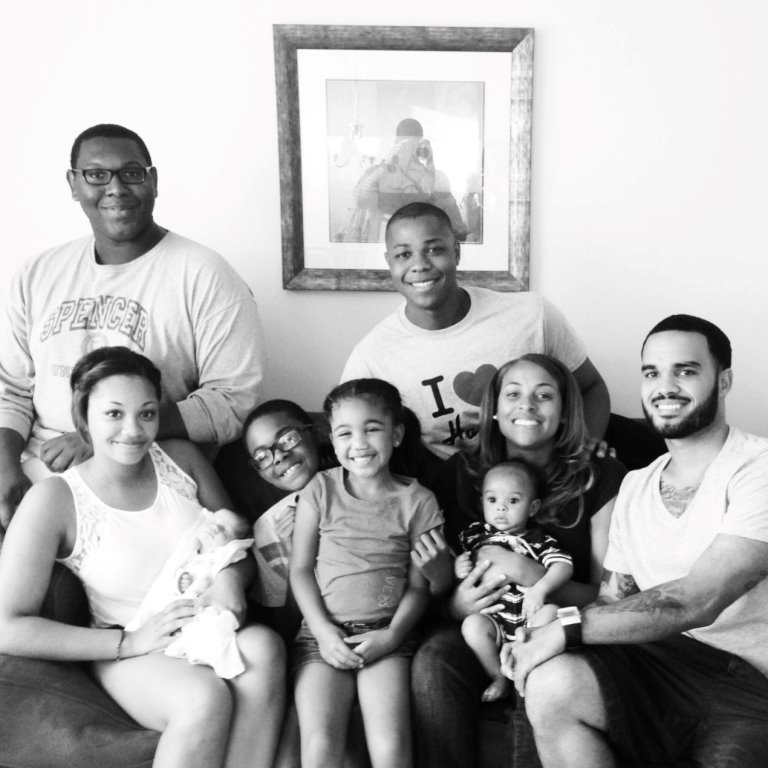 Michael Spencer and Davone Tines
Brianna Tines holding Azekiel Tines, Jacob Tines, Ananyah Tines, Nakia King holding Zachary
King Jr, and Zachary King Sr.